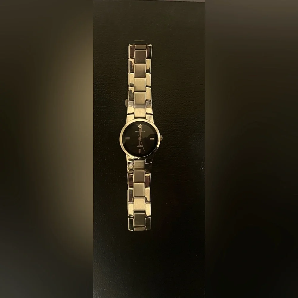 Vintage Anne Klein Genuine Diamond Stainless Steel Water Resistant Watch EUC